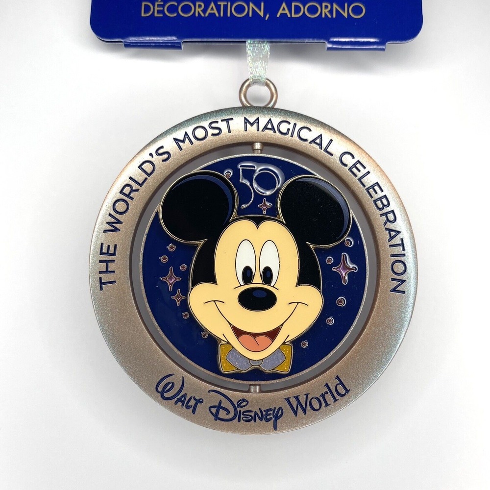 Walt Disney World 50th Anniversary 4 Parks Mickey Mouse Spinner Ornament Magical